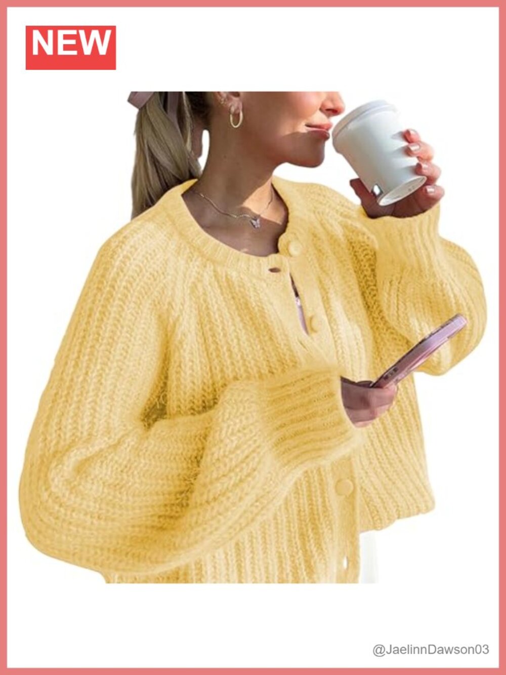 Chunky Knit Crochet Cardigan Sweater Button Down Open Front Loose Fit